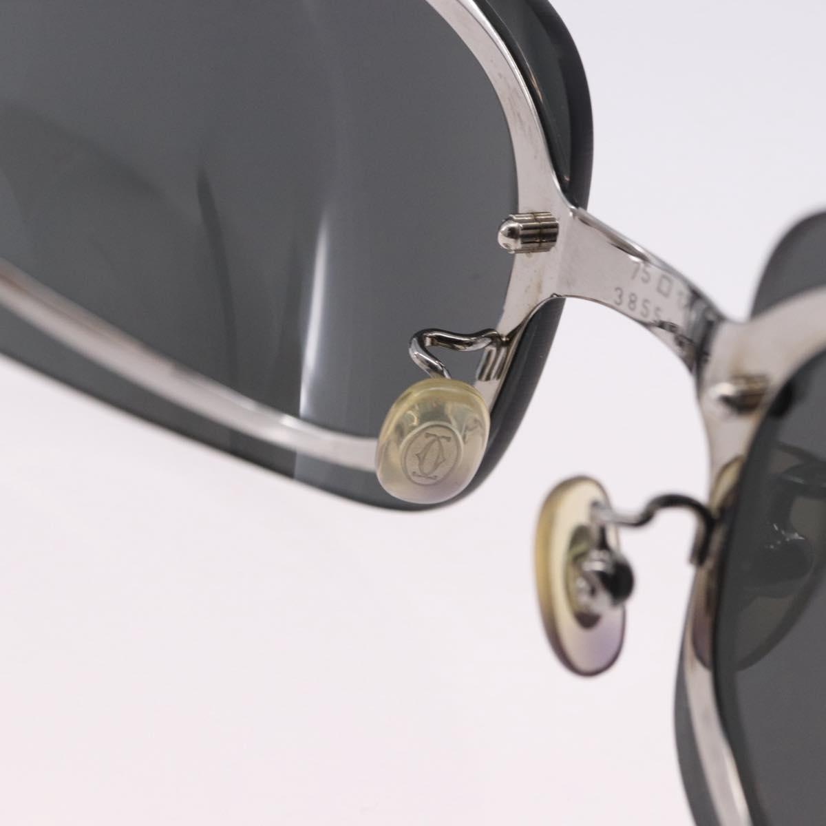 CARTIER Sunglasses Metal Black Silver Auth bs36462V