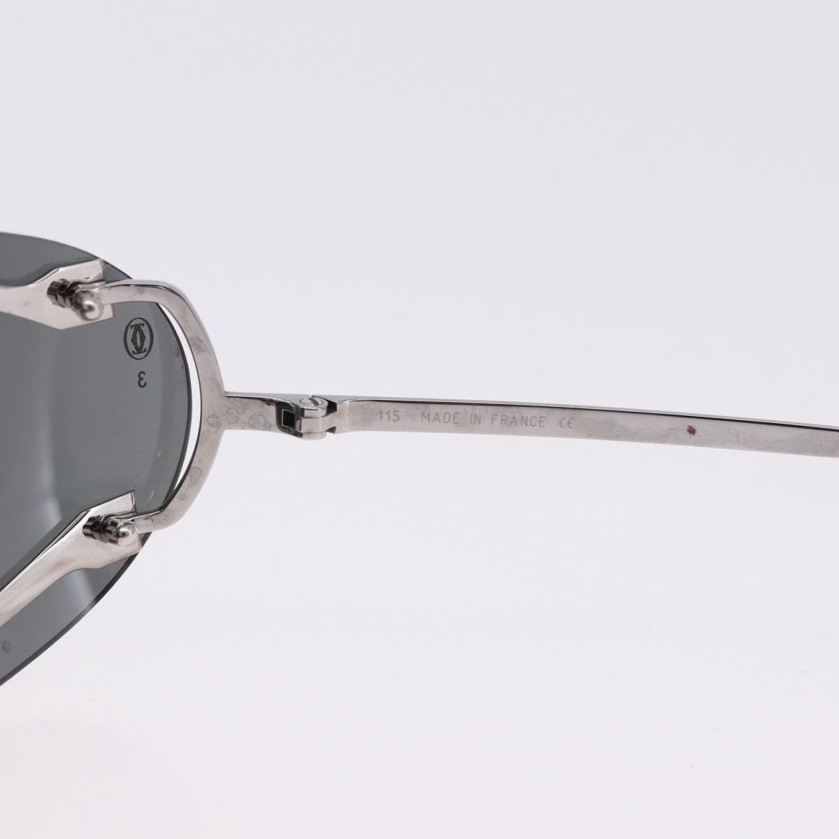 CARTIER Sunglasses Metal Black Silver Auth bs36462V