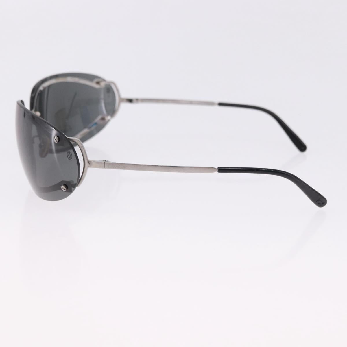 CARTIER Sunglasses Metal Black Silver Auth bs36462V