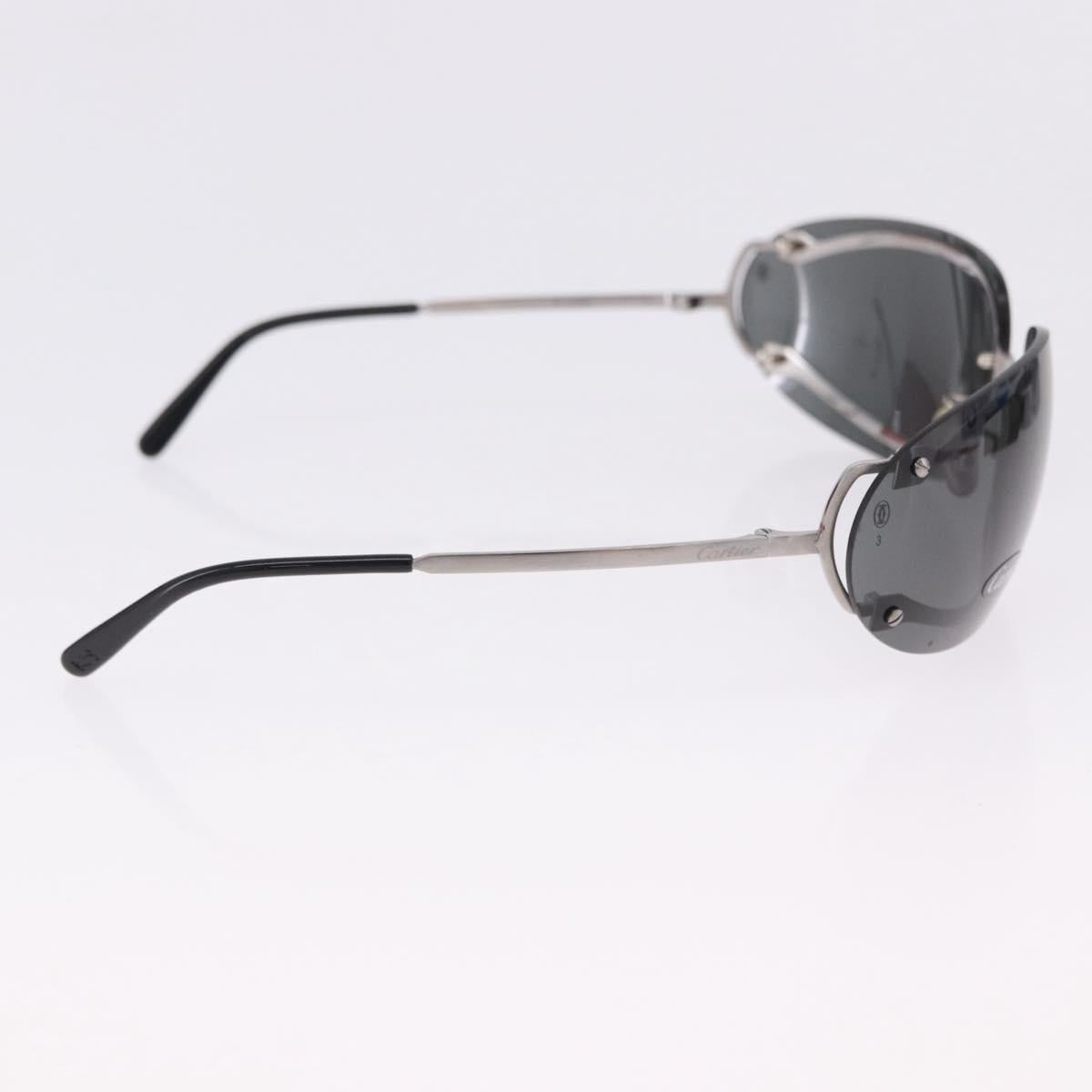 CARTIER Sunglasses Metal Black Silver Auth bs36462V