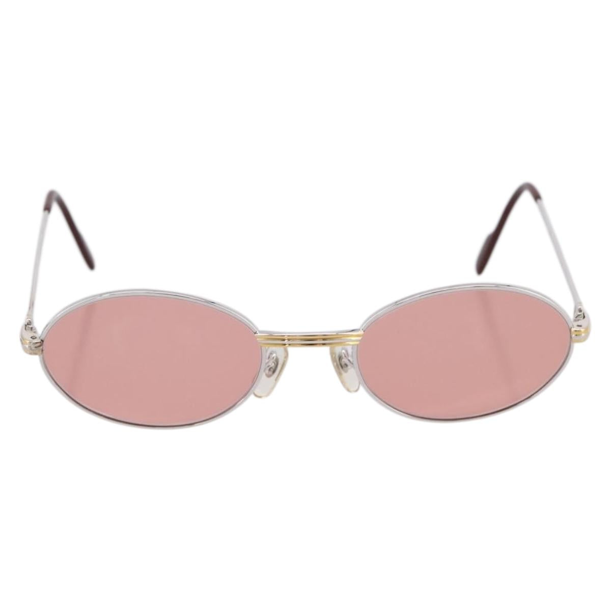 CARTIER Sunglasses Metal Bordeaux Gold Tone Auth bs36463V