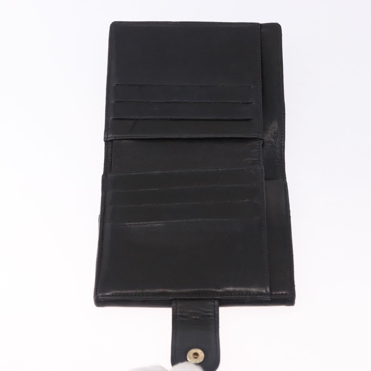 CHANEL COCO Mark Bifold Wallet Leather Black Gold CC Auth bs36464