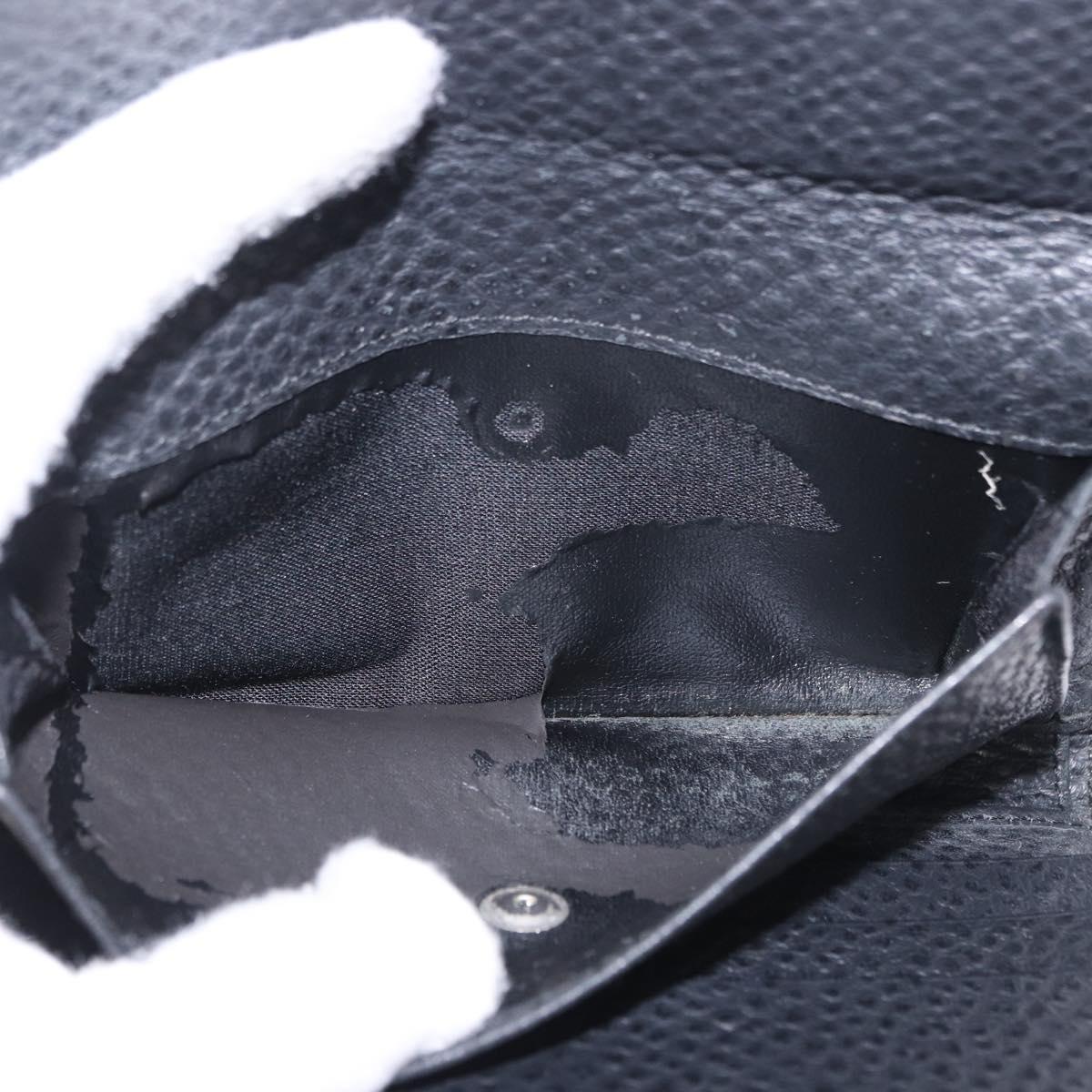 Salvatore Ferragamo Gancini Bifold Wallet Leather Black Silver Auth bs36466