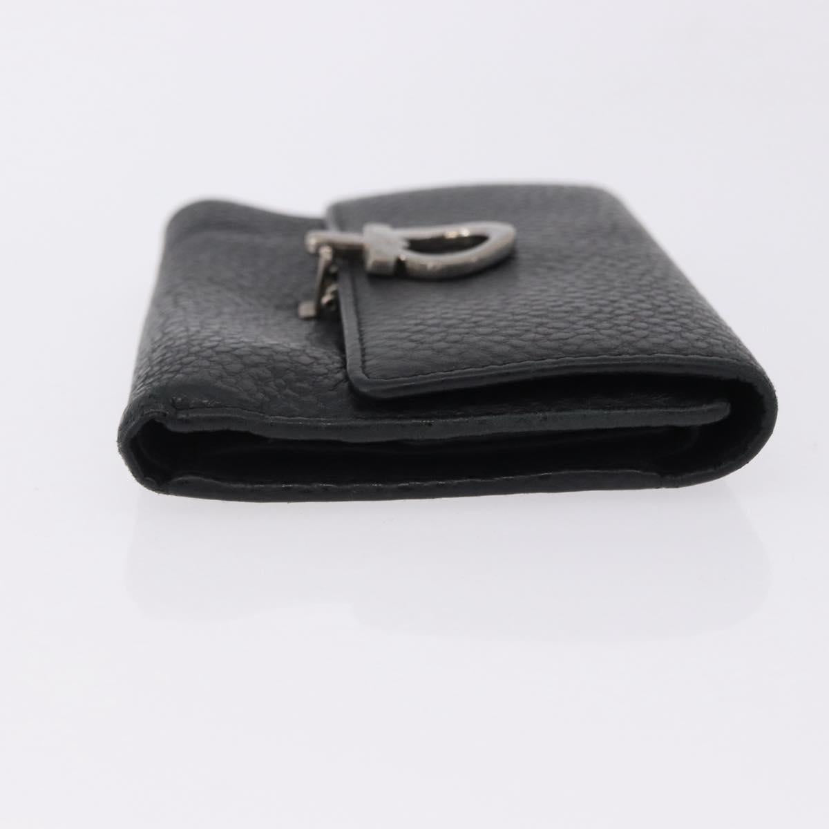 Salvatore Ferragamo Gancini Bifold Wallet Leather Black Silver Auth bs36466