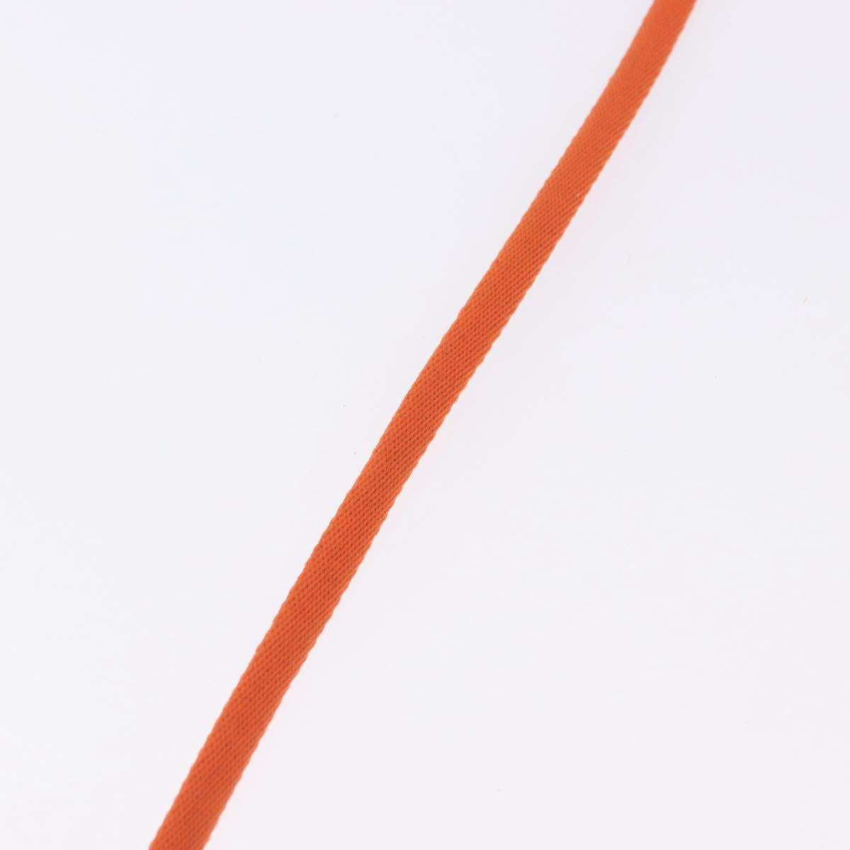 CHANEL Glasses Strap Canvas Orange Silver CC Auth bs36467