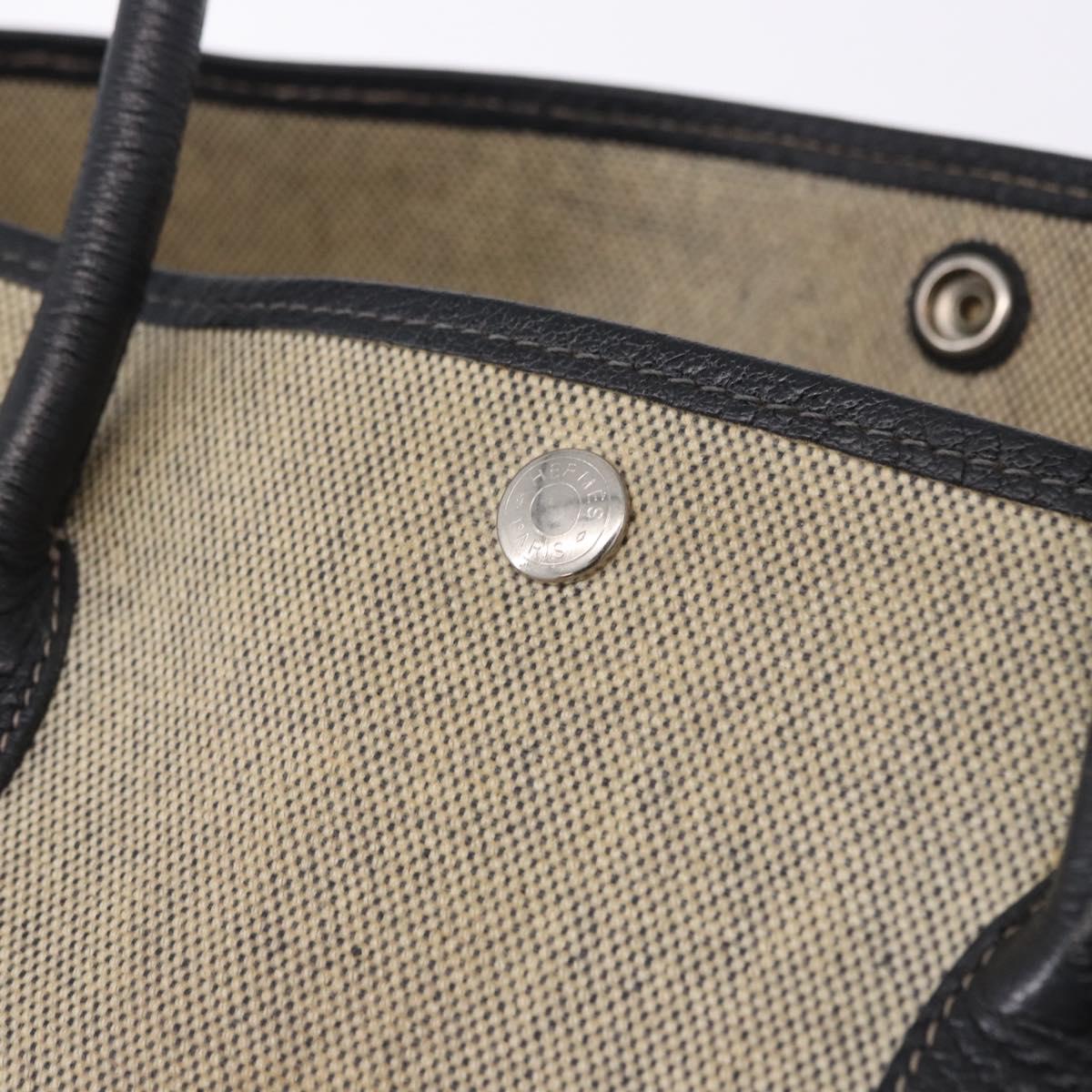 CHANEL Garden Party PM Tote Bag Coated Canvas Beige Silver CC Auth bs36468