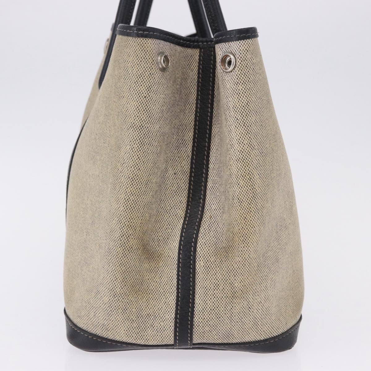 CHANEL Garden Party PM Tote Bag Coated Canvas Beige Silver CC Auth bs36468
