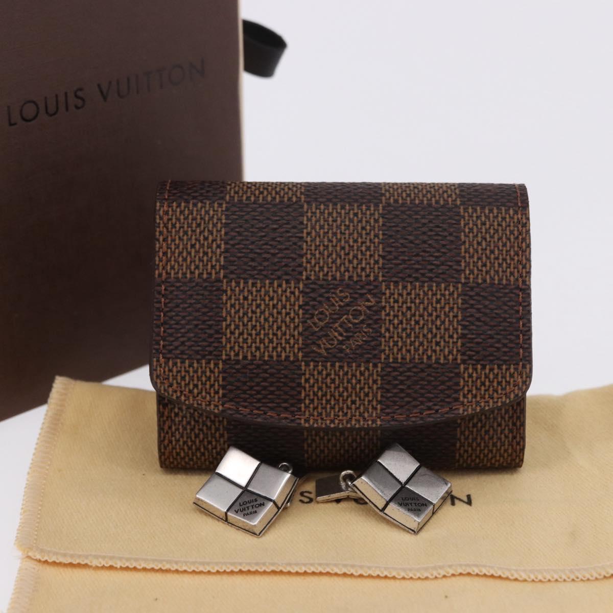 LOUIS VUITTON Damier Ebene Buton de Manchette Cuffs Metal LV Auth bs36471