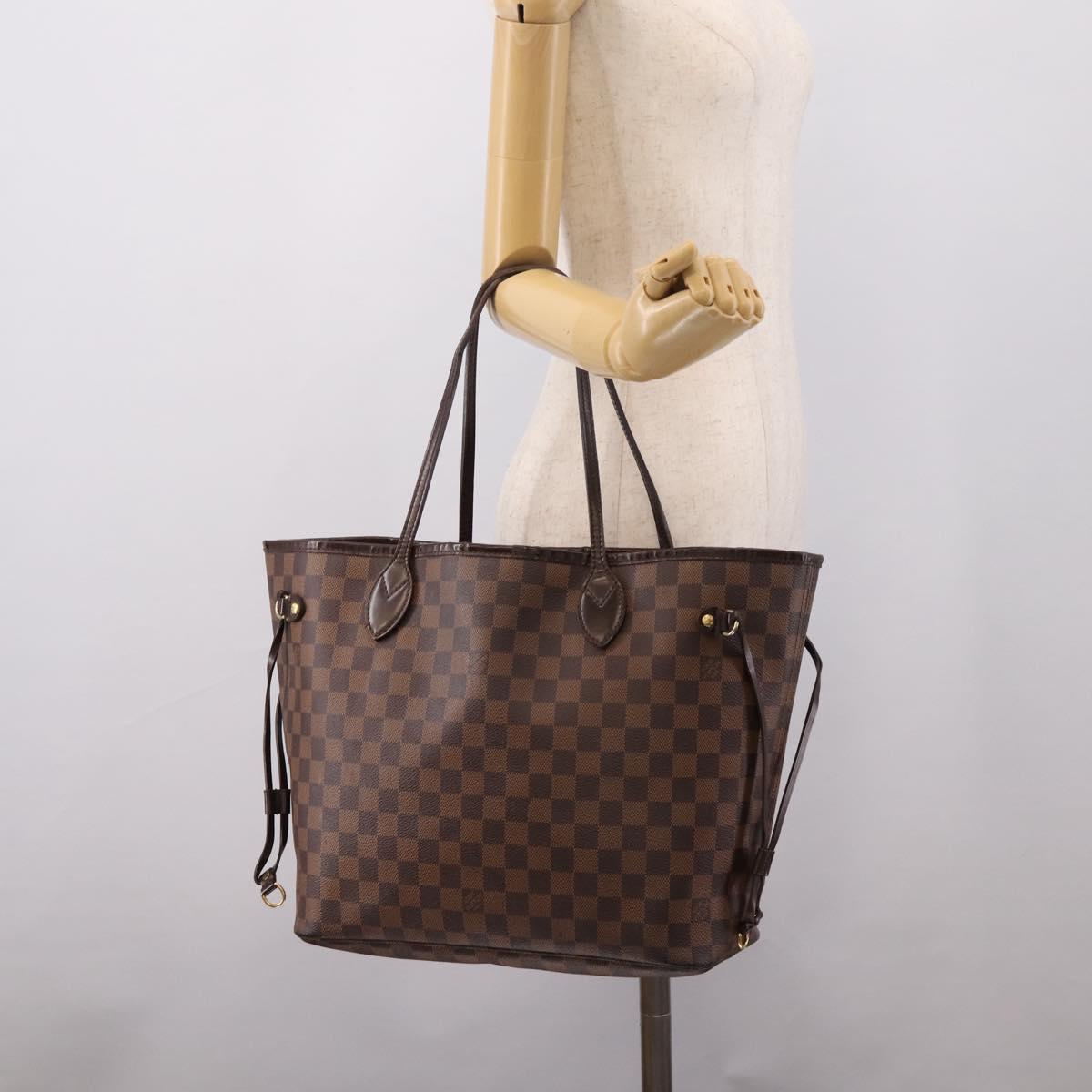 LOUIS VUITTON Damier Ebene Neverfull MM Tote Bag N51105 LV Auth bs36473