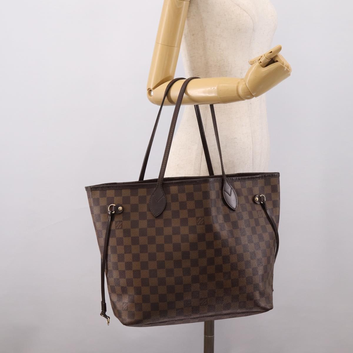 LOUIS VUITTON Damier Ebene Neverfull MM Tote Bag N51105 LV Auth bs36474