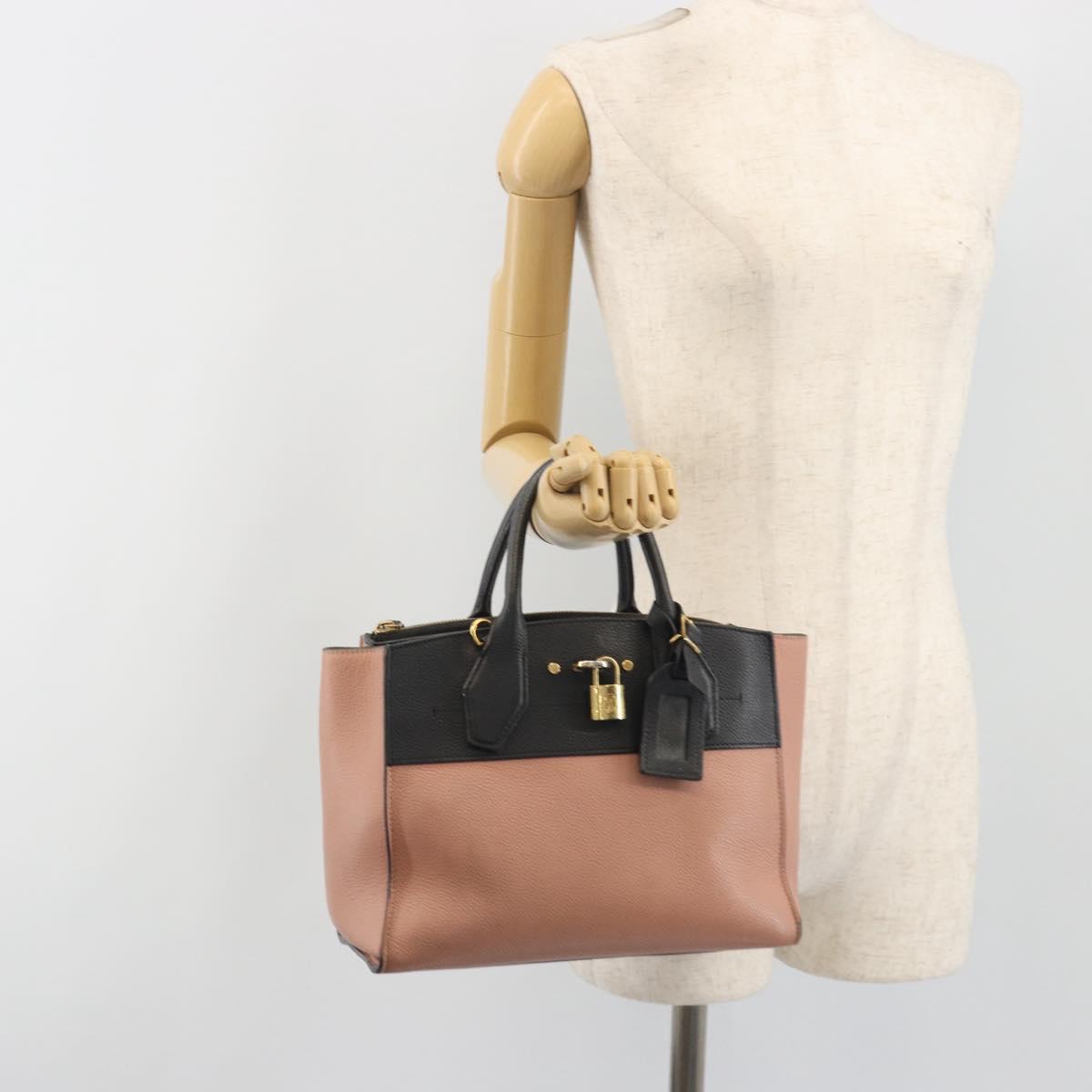 LOUIS VUITTON City Steamer PM Hand Bag Leather Pink Black M51590 LV Auth bs36477