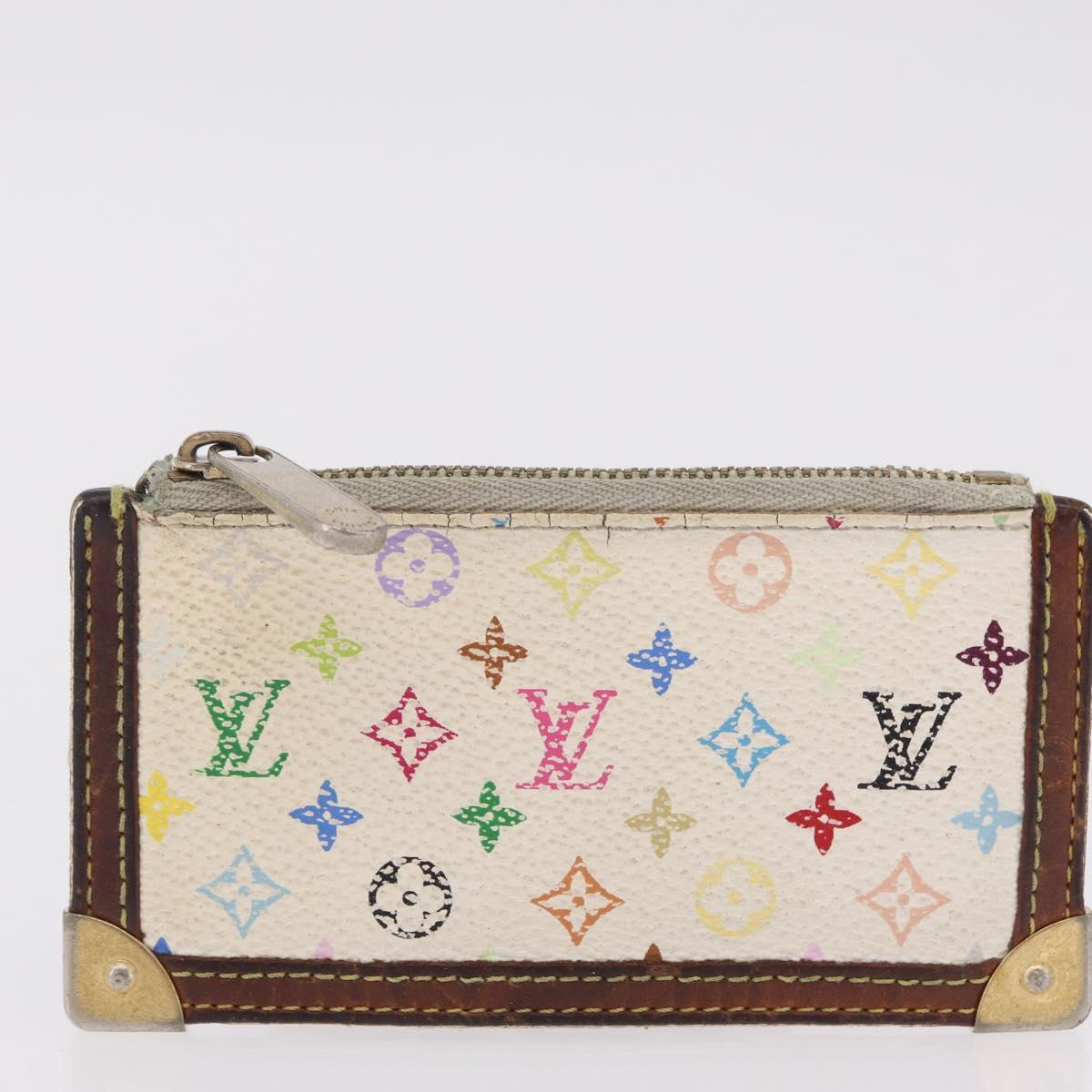 LOUIS VUITTON Monogram Multicolor Wallet 2 Set White LV Auth bs36482
