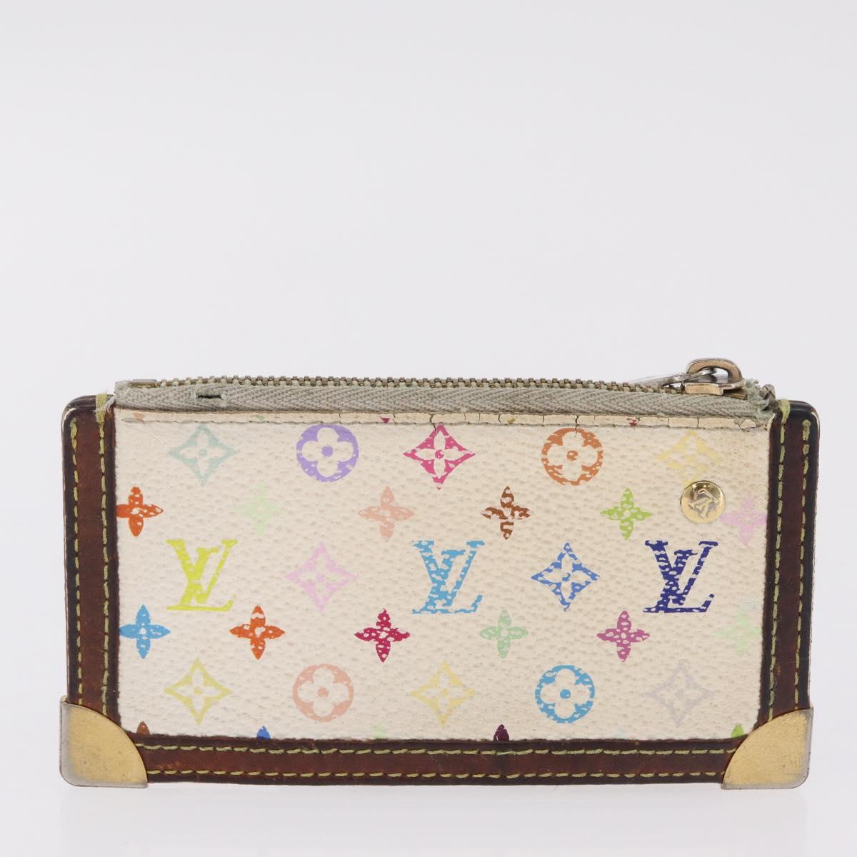 LOUIS VUITTON Monogram Multicolor Wallet 2 Set White LV Auth bs36482