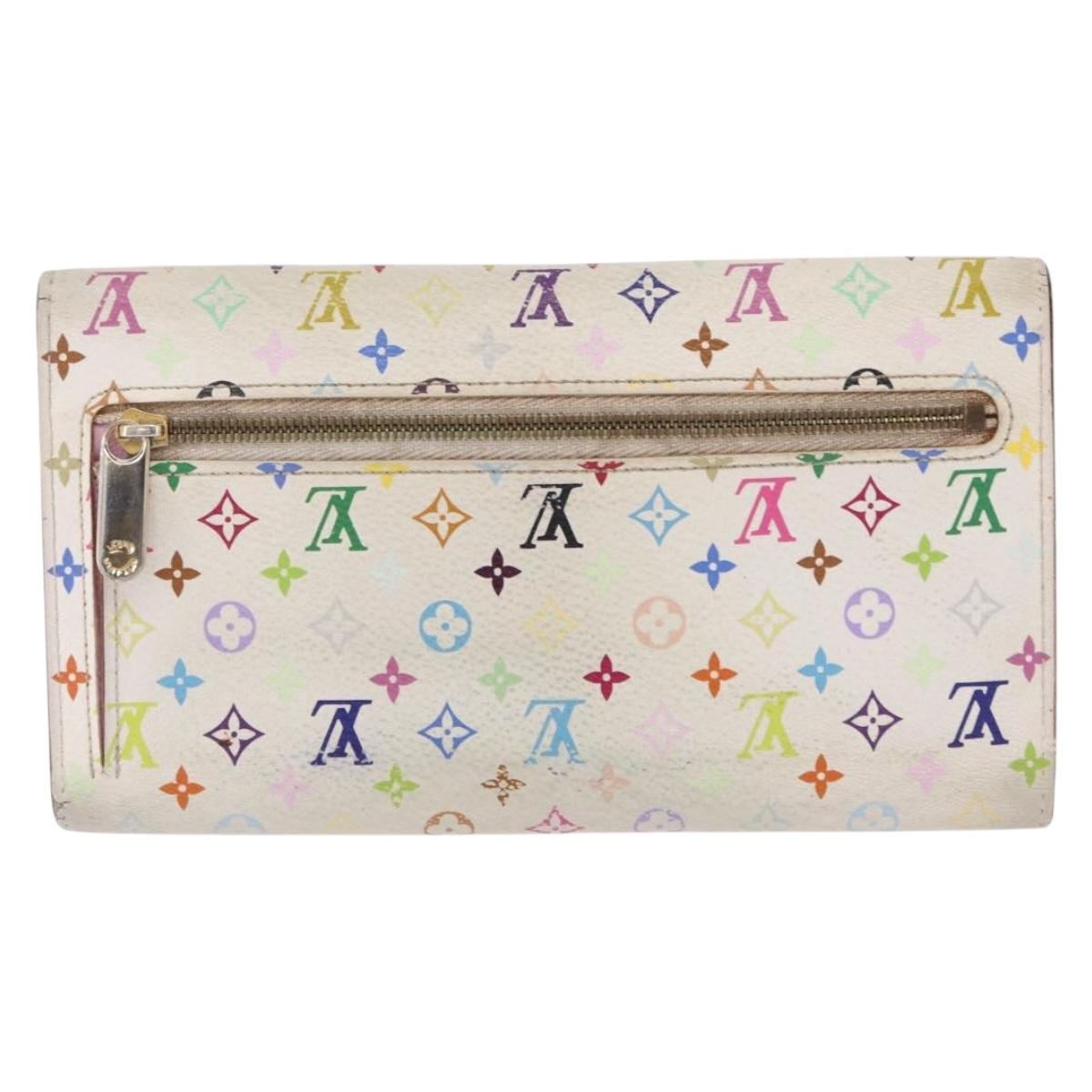 LOUIS VUITTON Monogram Multicolor Wallet 2 Set White LV Auth bs36482