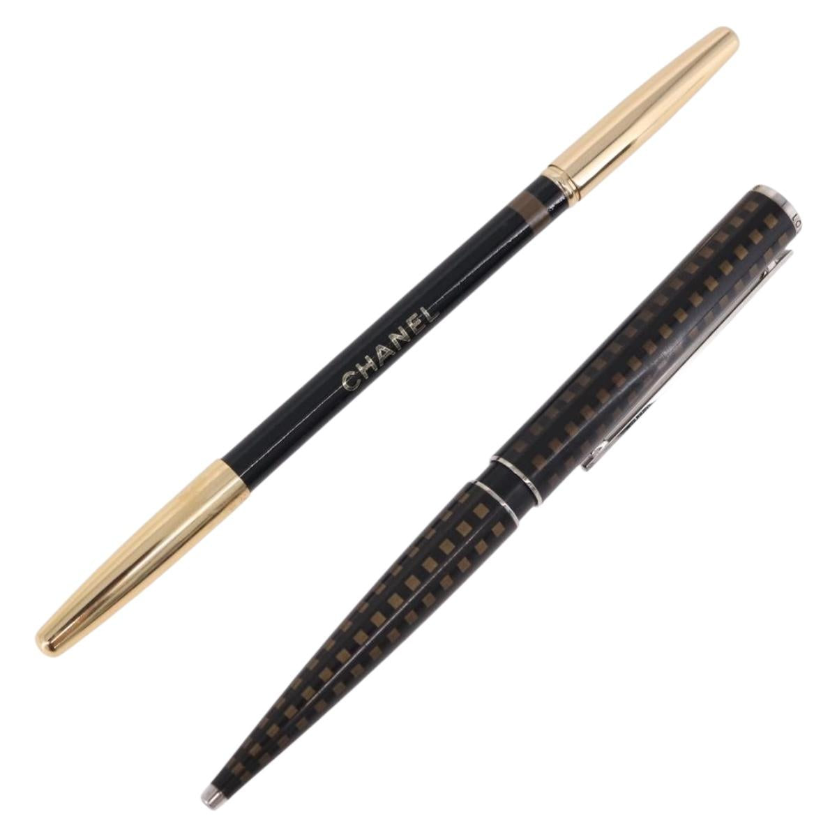 LOUIS VUITTON Chanel Eyebrow Pen 2 Set Gold Tone Brown LV Auth bs36484