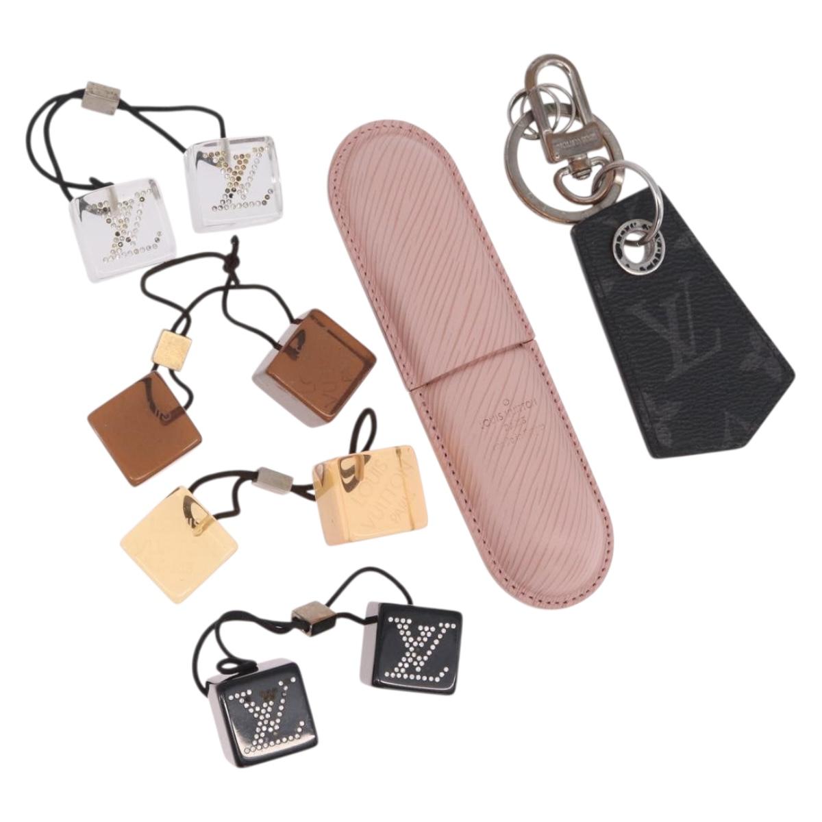 LOUIS VUITTON Monogram Epi Hair Tie Lip Case Charm 4 Set LV Auth bs36487