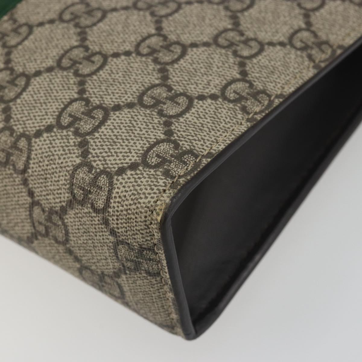 GUCCI GG Supreme Web Sherry Line Clutch Bag PVC Beige Silver 475316 Auth bs36489