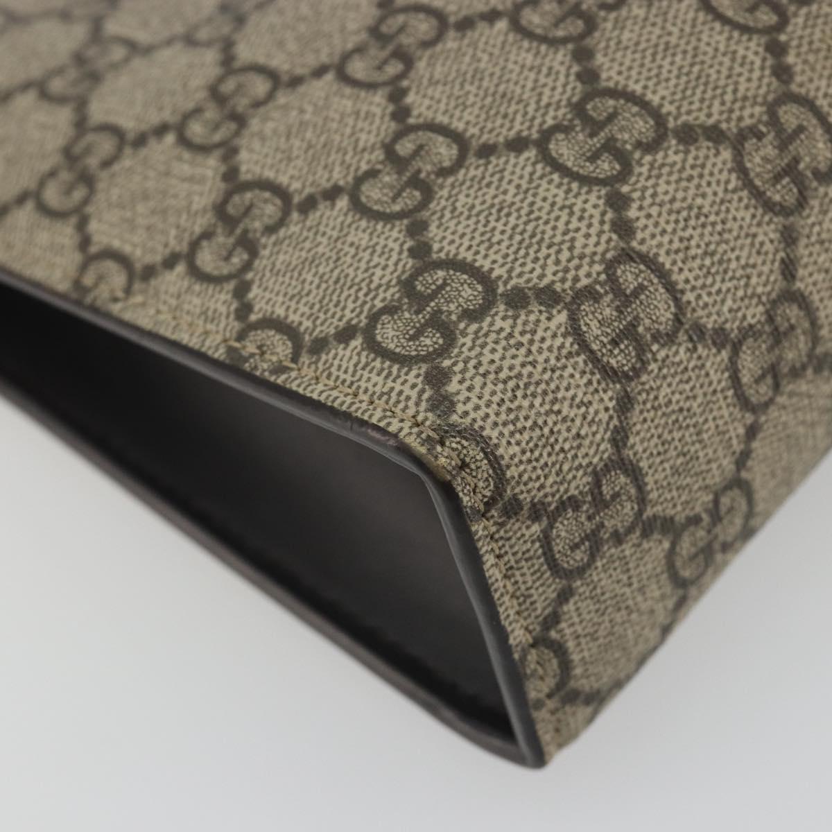 GUCCI GG Supreme Web Sherry Line Clutch Bag PVC Beige Silver 475316 Auth bs36489