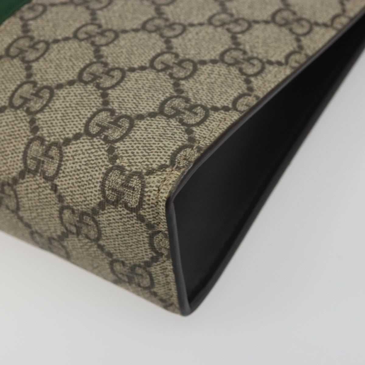 GUCCI GG Supreme Web Sherry Line Clutch Bag PVC Beige Silver 475316 Auth bs36489