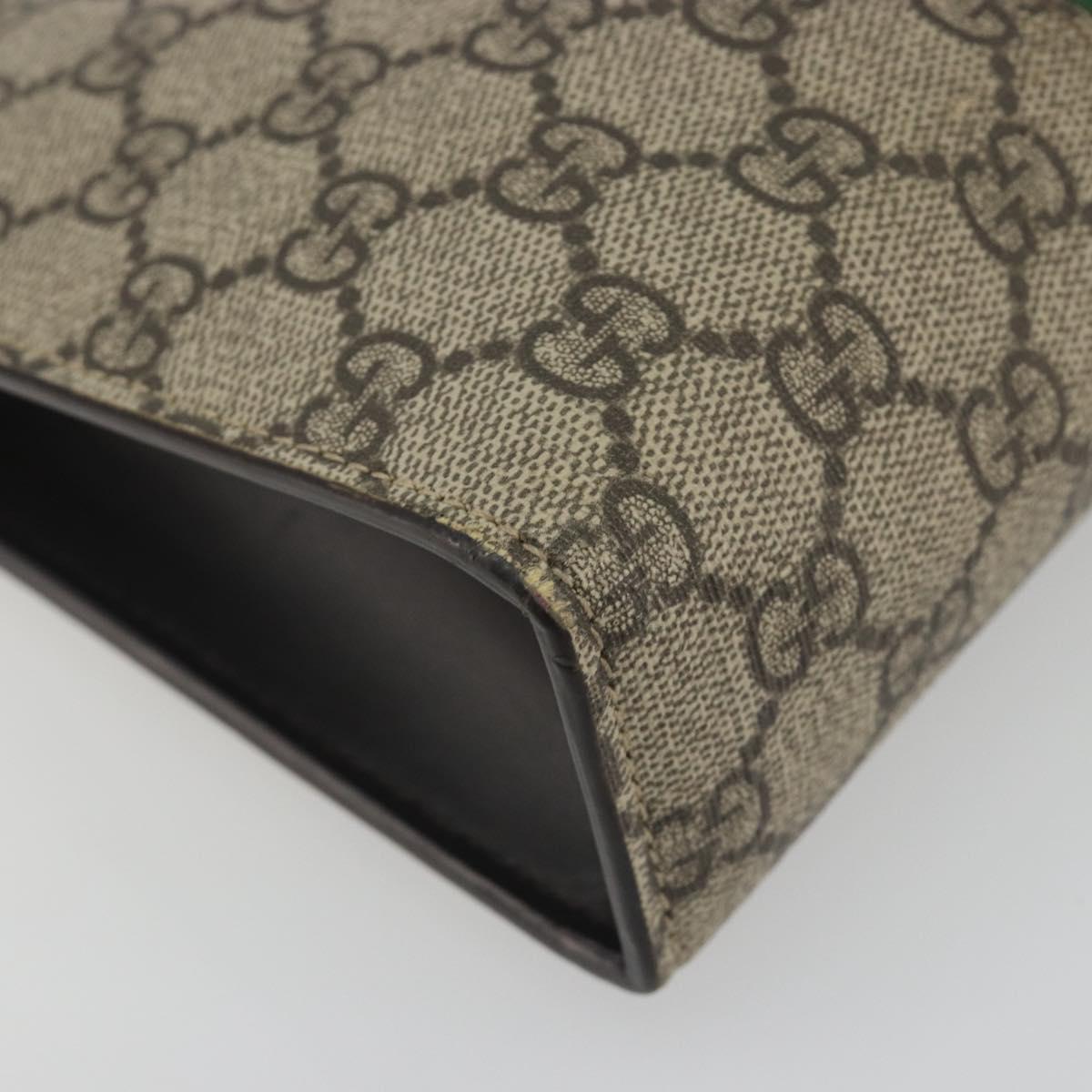 GUCCI GG Supreme Web Sherry Line Clutch Bag PVC Beige Silver 475316 Auth bs36489