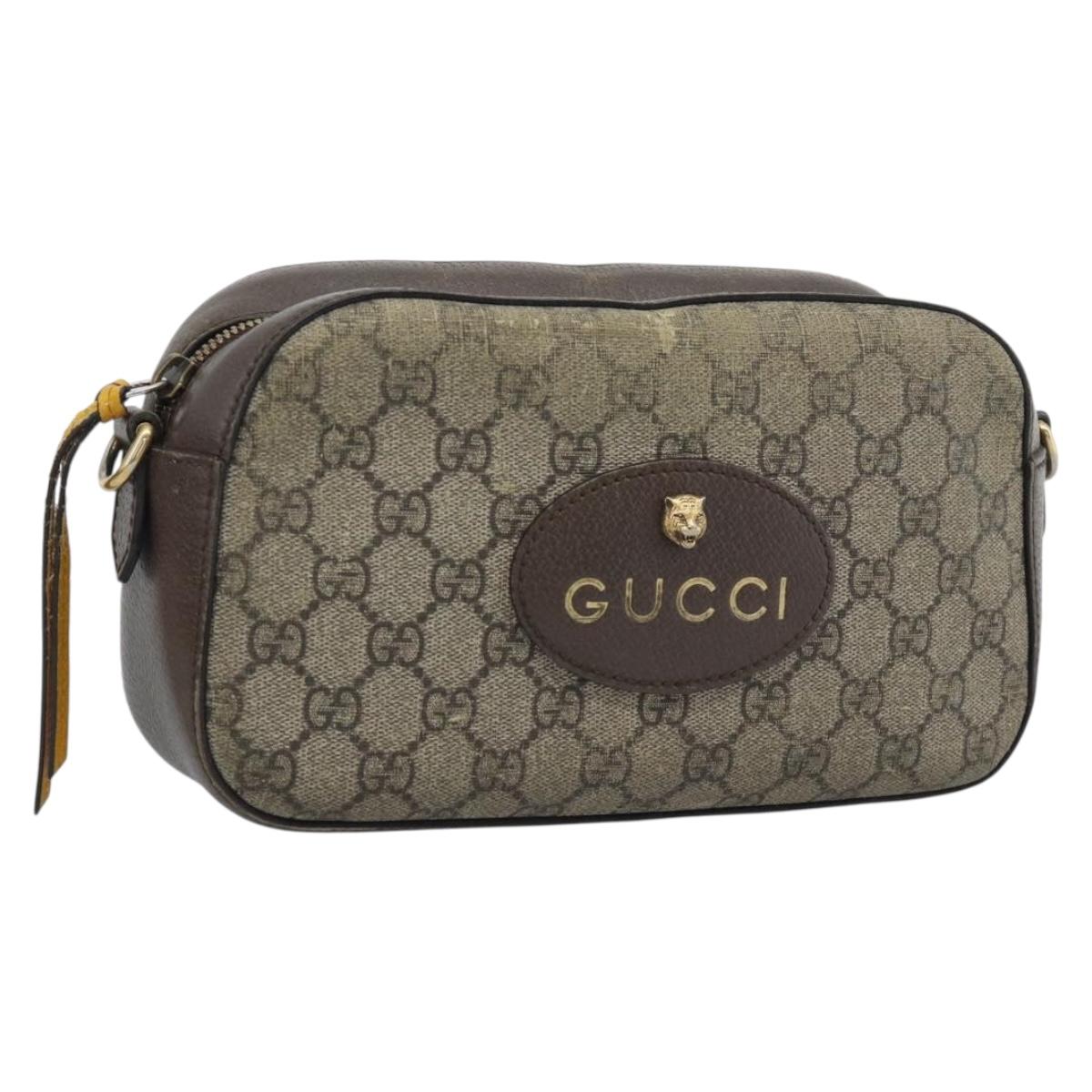 GUCCI GG Supreme Shoulder Bag PVC Beige Gold 476466 Auth bs36490