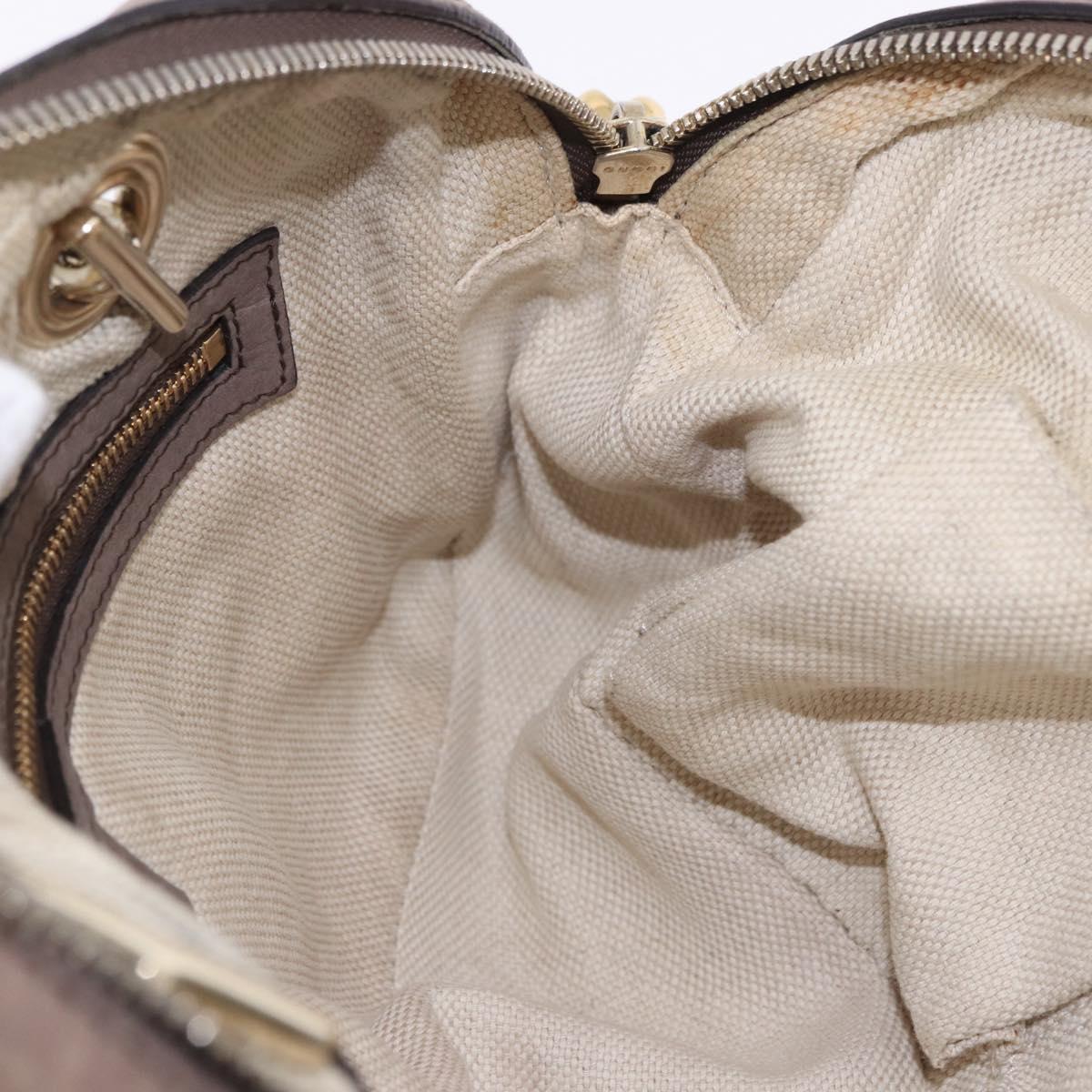 GUCCI Interlocking Shoulder Bag Leather Beige Gold 308983 Auth bs36491