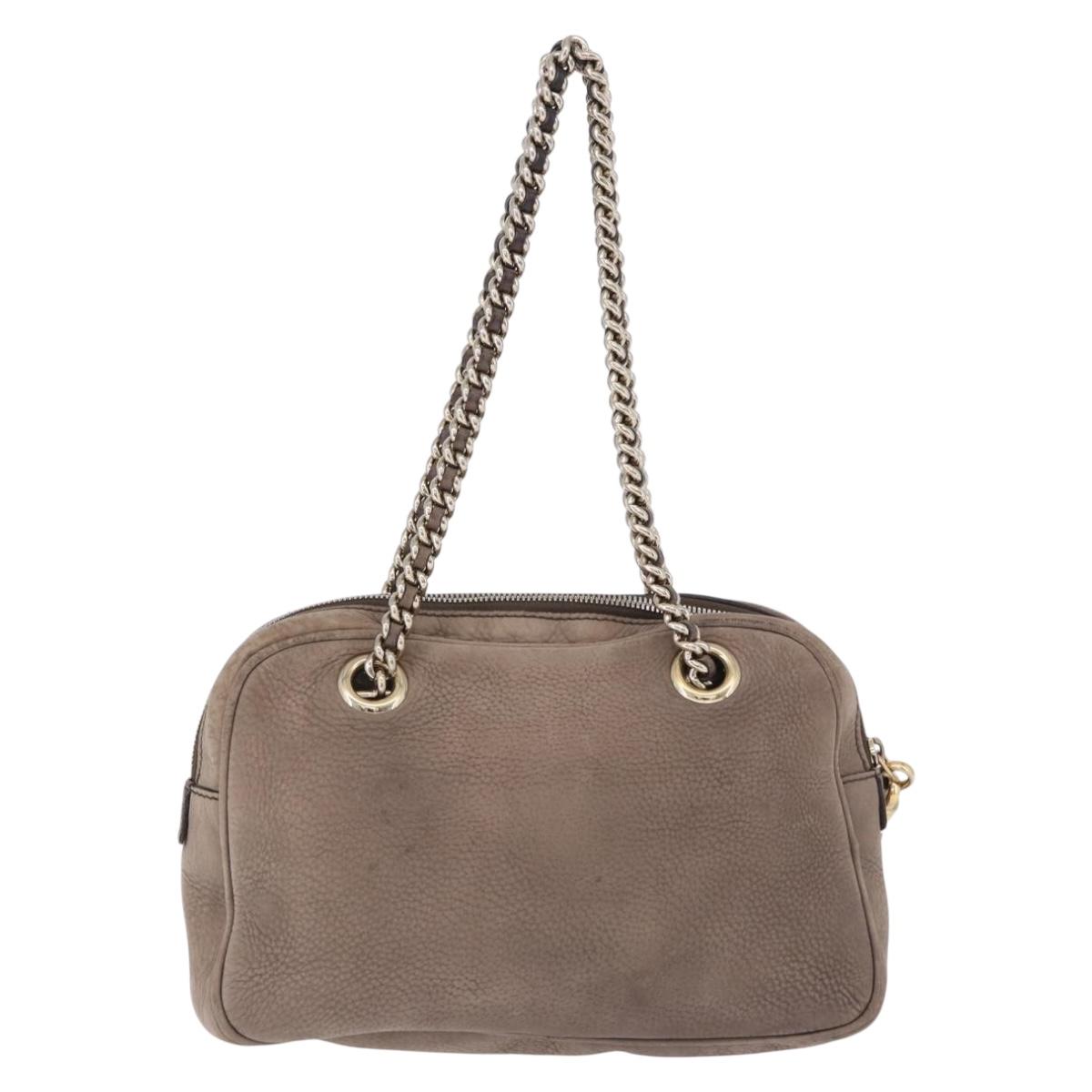 GUCCI Interlocking Shoulder Bag Leather Beige Gold 308983 Auth bs36491