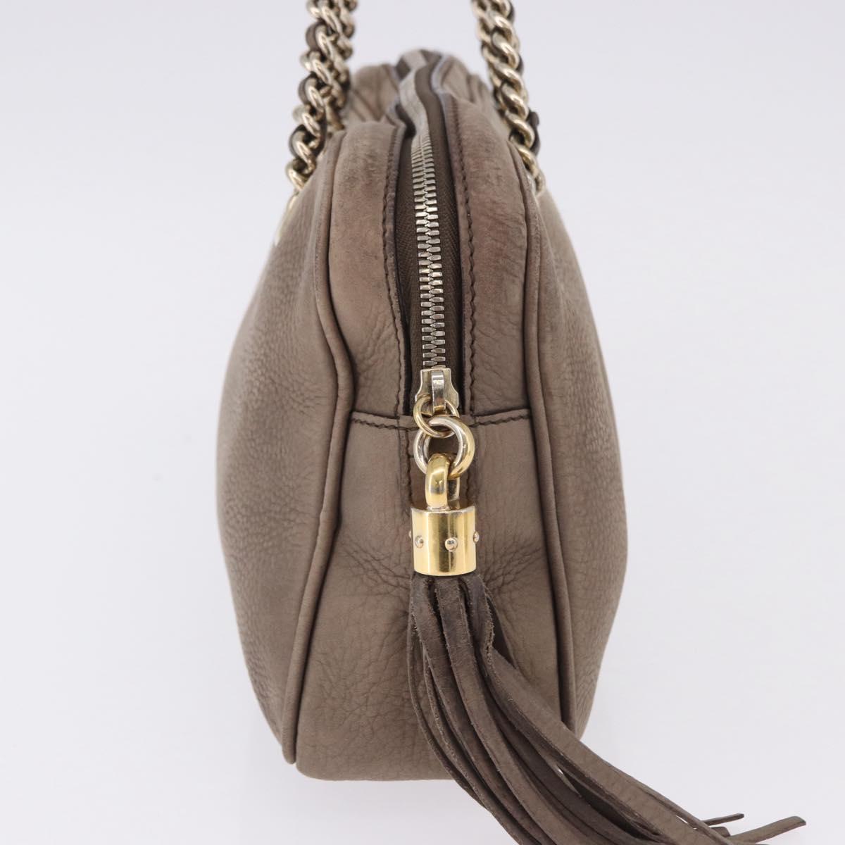 GUCCI Interlocking Shoulder Bag Leather Beige Gold 308983 Auth bs36491