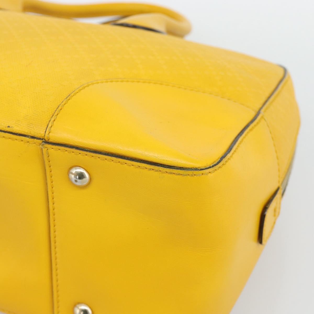 GUCCI Diamante Hand Bag Leather Yellow Silver 354332 Auth bs36492