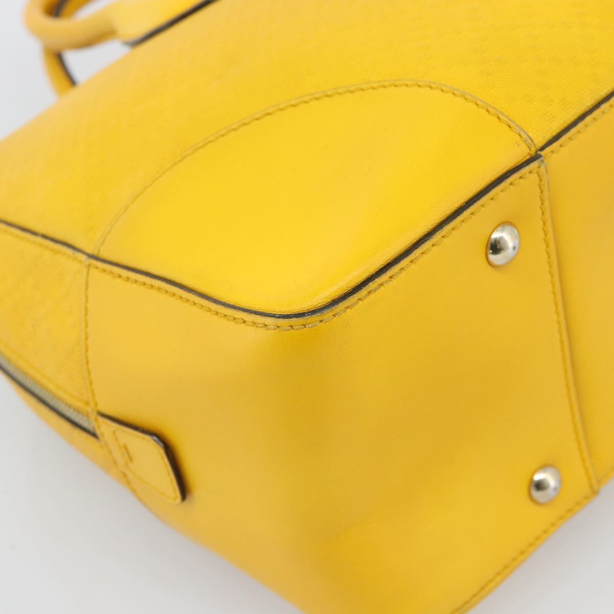 GUCCI Diamante Hand Bag Leather Yellow Silver 354332 Auth bs36492