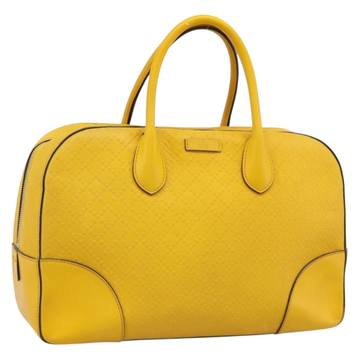 GUCCI Diamante Hand Bag Leather Yellow Silver 354332 Auth bs36492