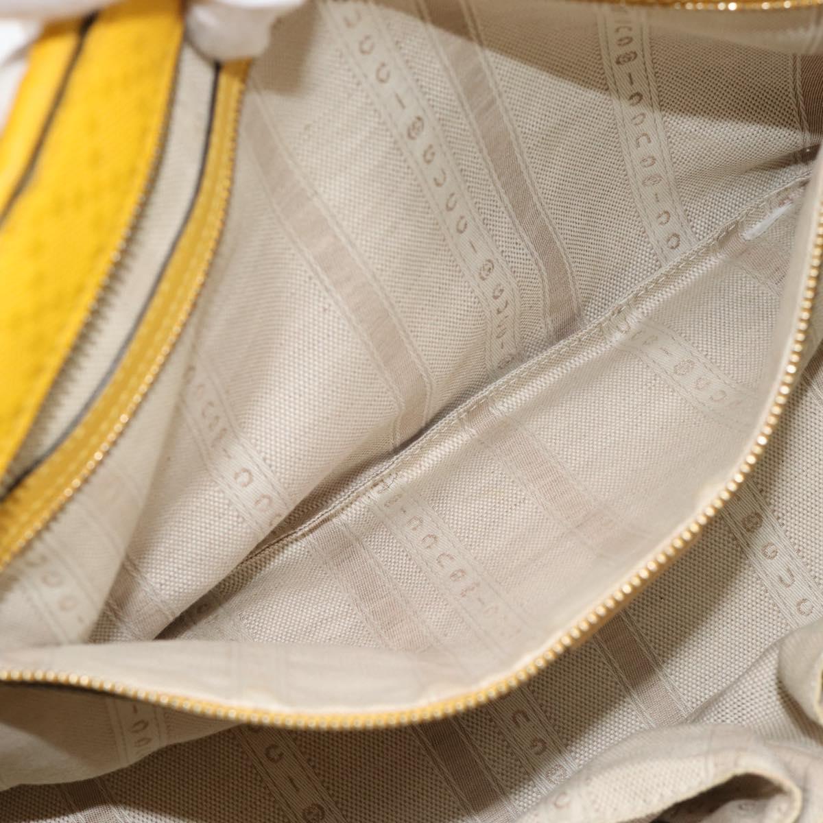 GUCCI Diamante Hand Bag Leather Yellow Silver 354332 Auth bs36492