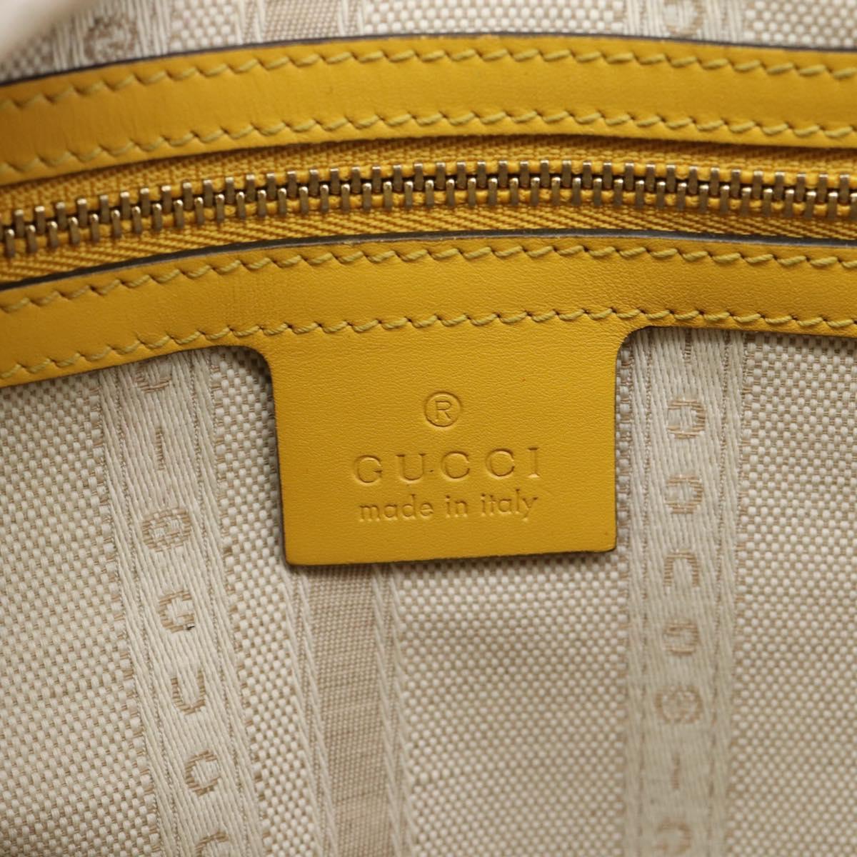 GUCCI Diamante Hand Bag Leather Yellow Silver 354332 Auth bs36492