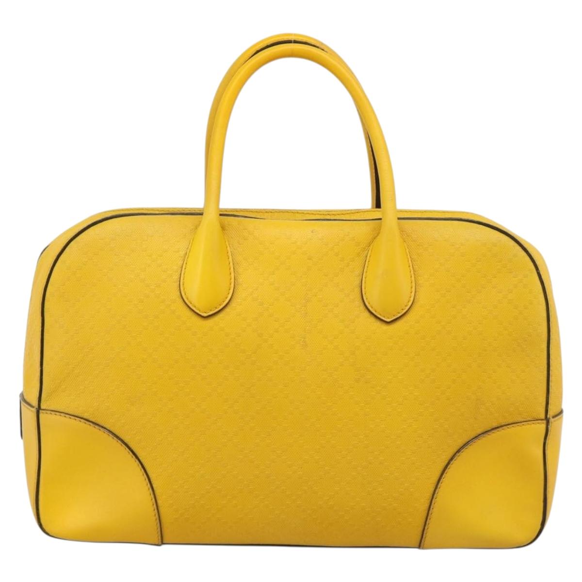 GUCCI Diamante Hand Bag Leather Yellow Silver 354332 Auth bs36492