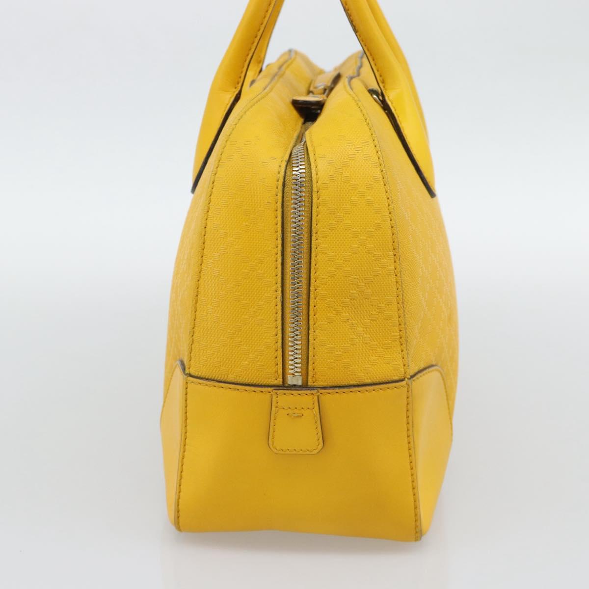GUCCI Diamante Hand Bag Leather Yellow Silver 354332 Auth bs36492