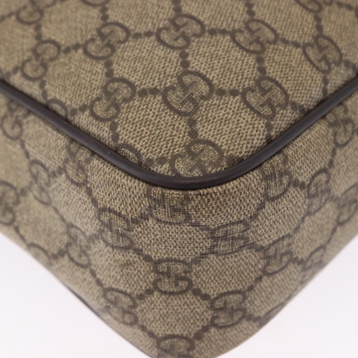 GUCCI GG Supreme Shoulder Bag PVC Beige Gold 201448 Auth bs36493