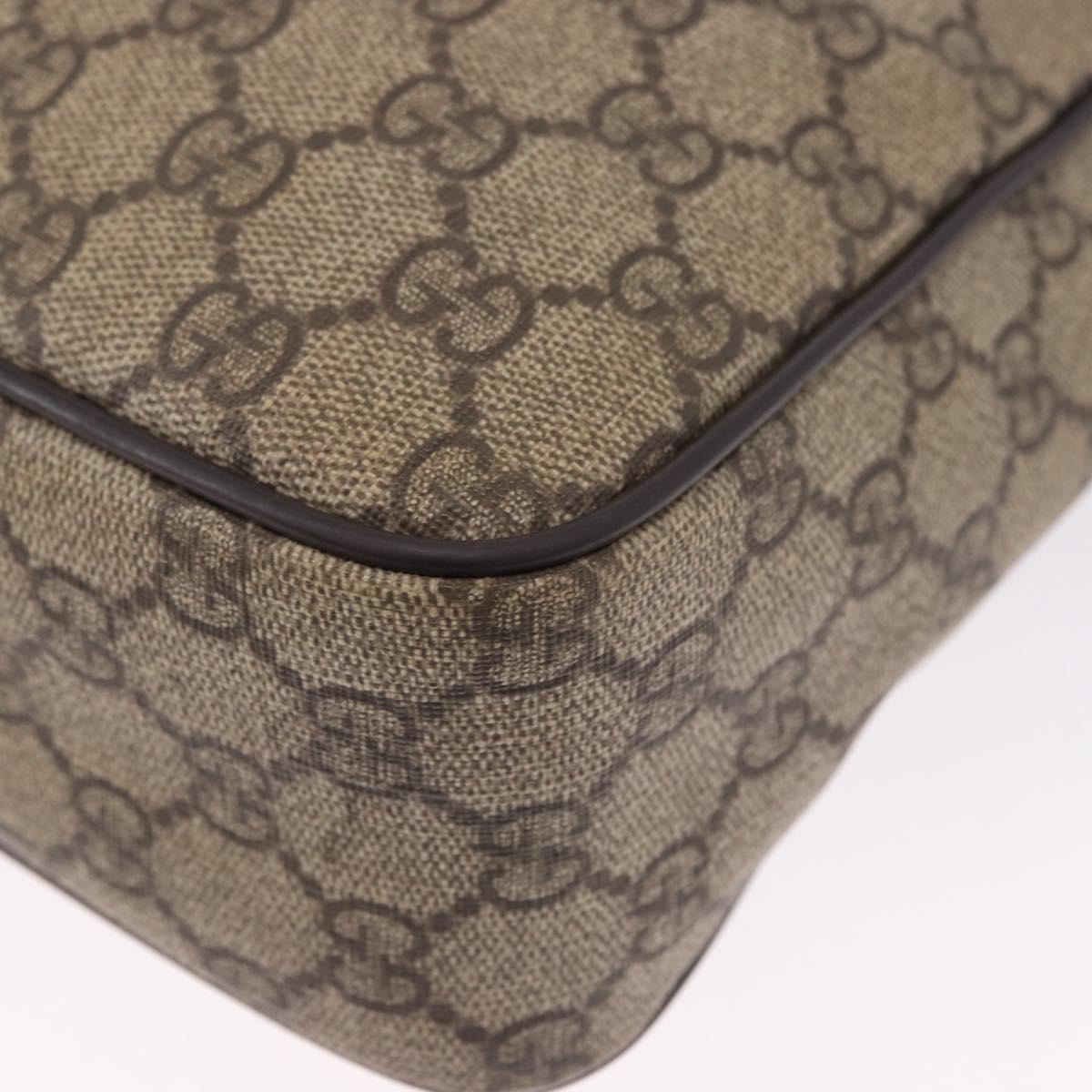 GUCCI GG Supreme Shoulder Bag PVC Beige Gold 201448 Auth bs36493