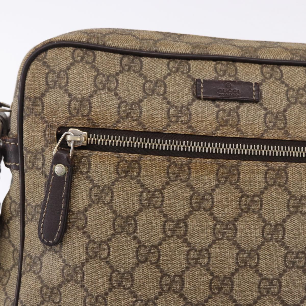 GUCCI GG Supreme Shoulder Bag PVC Beige Gold 201448 Auth bs36493