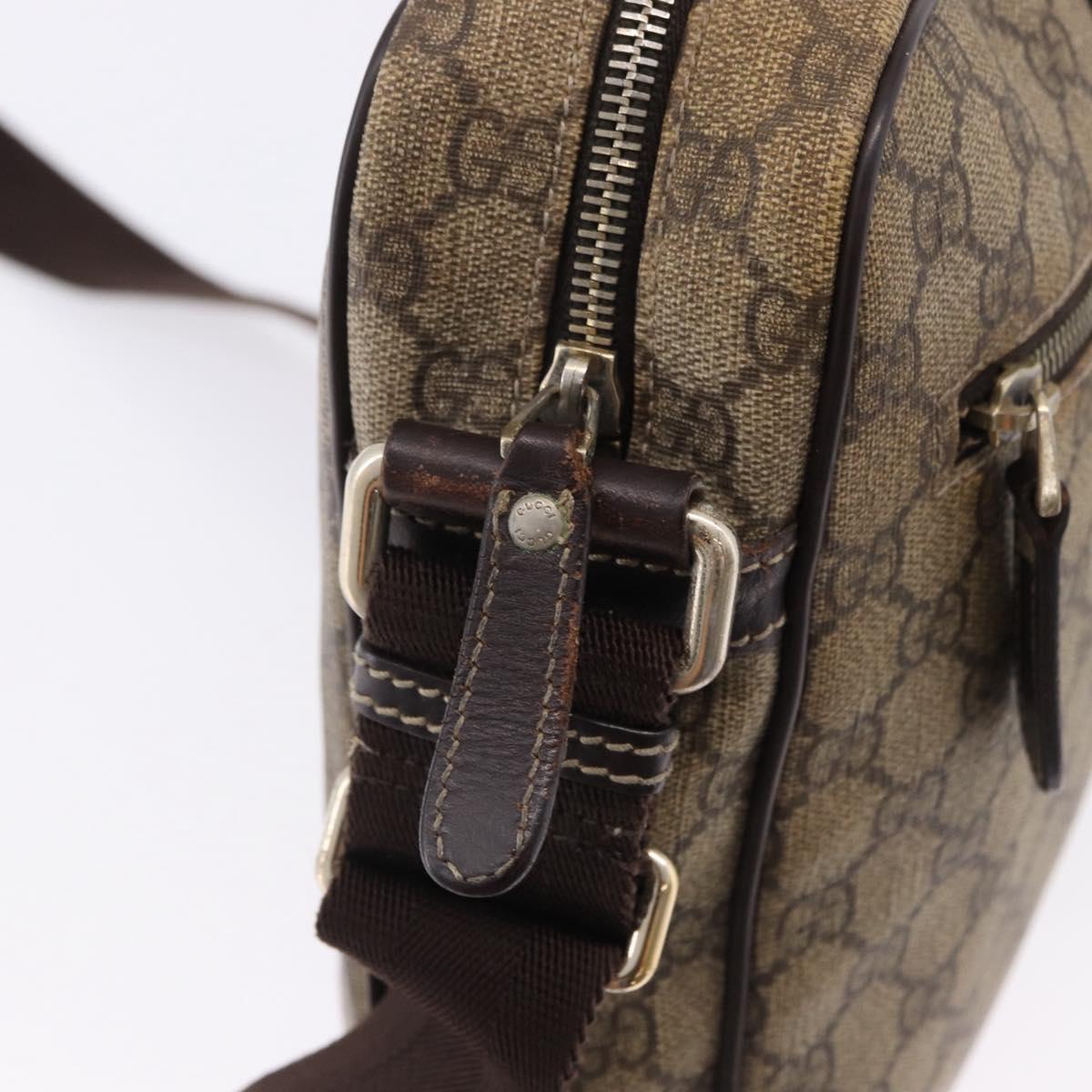 GUCCI GG Supreme Shoulder Bag PVC Beige Gold 201448 Auth bs36493