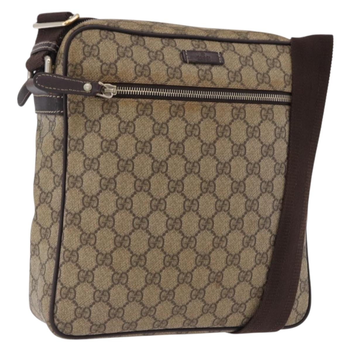 GUCCI GG Supreme Shoulder Bag PVC Beige Gold 201448 Auth bs36493