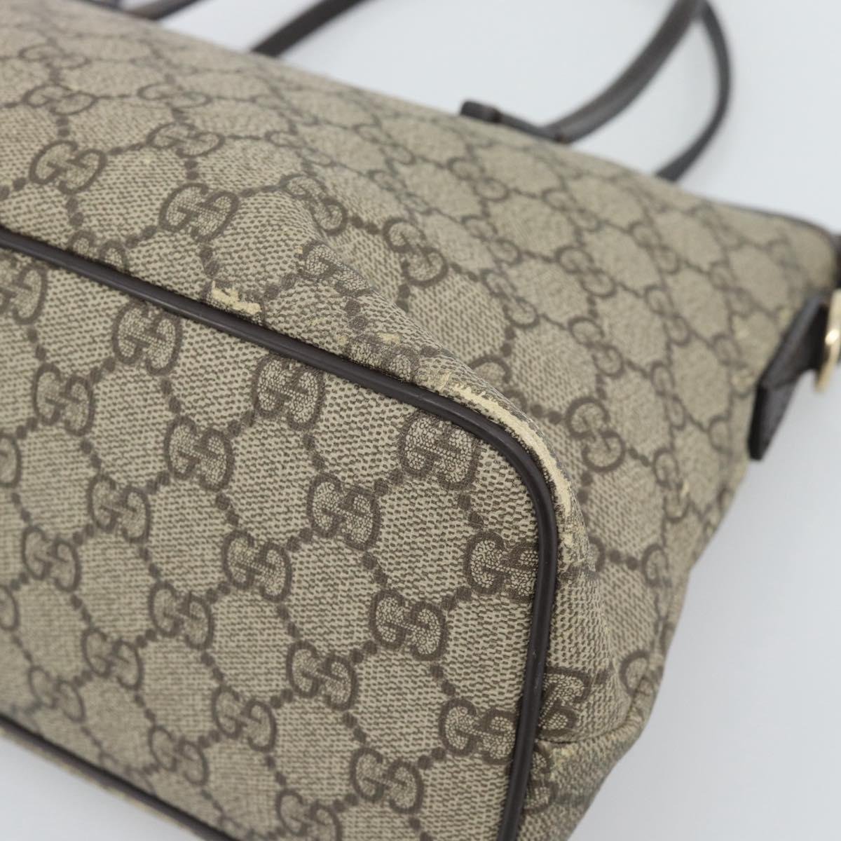 GUCCI GG Supreme Hand Bag PVC 2way Beige Gold 353440 Auth bs36494