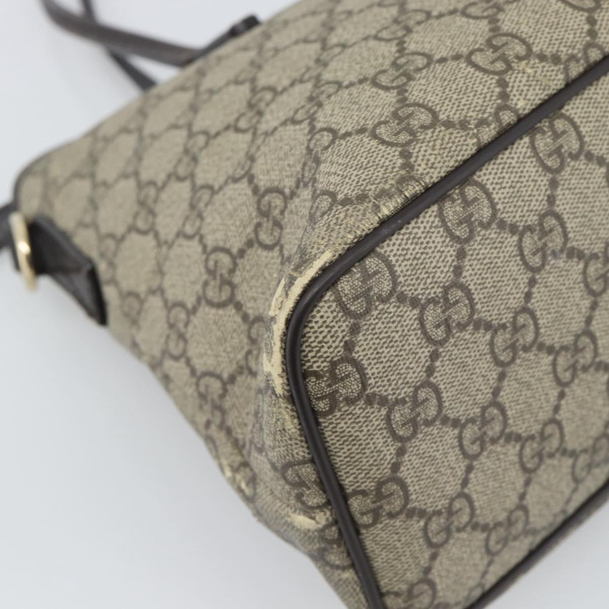 GUCCI GG Supreme Hand Bag PVC 2way Beige Gold 353440 Auth bs36494