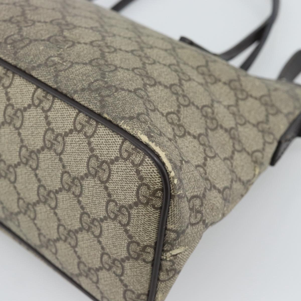 GUCCI GG Supreme Hand Bag PVC 2way Beige Gold 353440 Auth bs36494