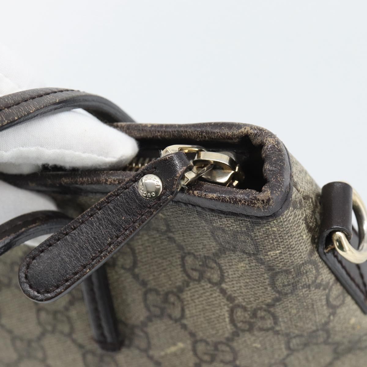 GUCCI GG Supreme Hand Bag PVC 2way Beige Gold 353440 Auth bs36494