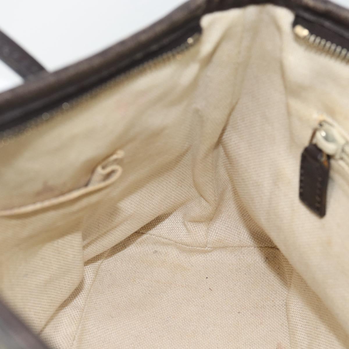 GUCCI GG Supreme Hand Bag PVC 2way Beige Gold 353440 Auth bs36494