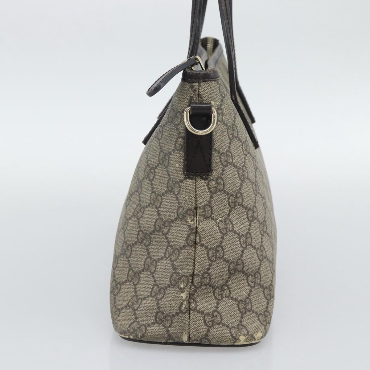 GUCCI GG Supreme Hand Bag PVC 2way Beige Gold 353440 Auth bs36494