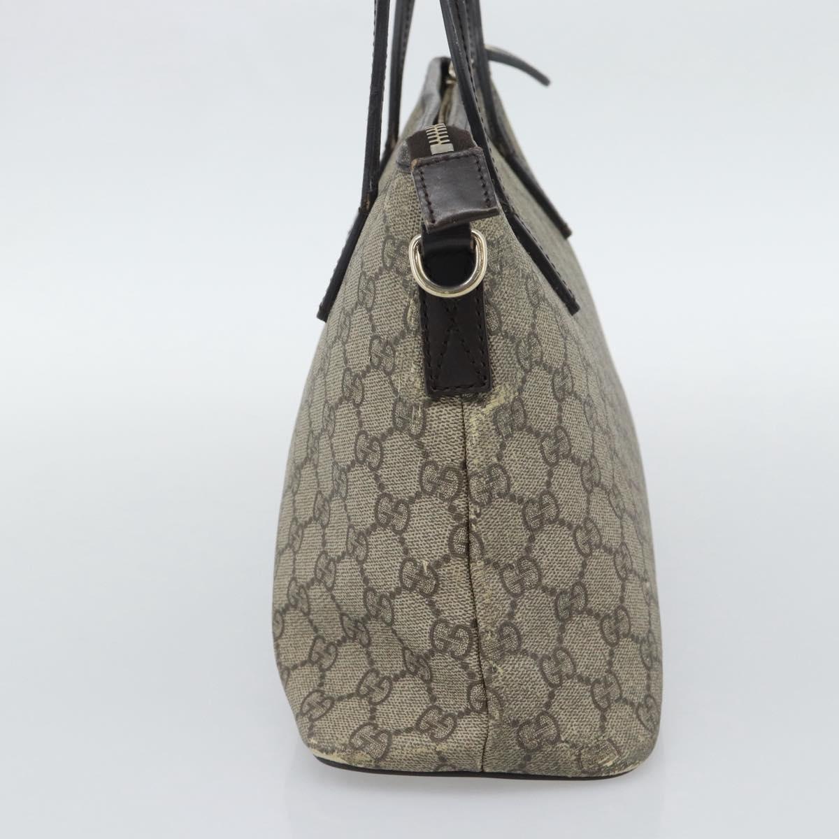 GUCCI GG Supreme Hand Bag PVC 2way Beige Gold 353440 Auth bs36494