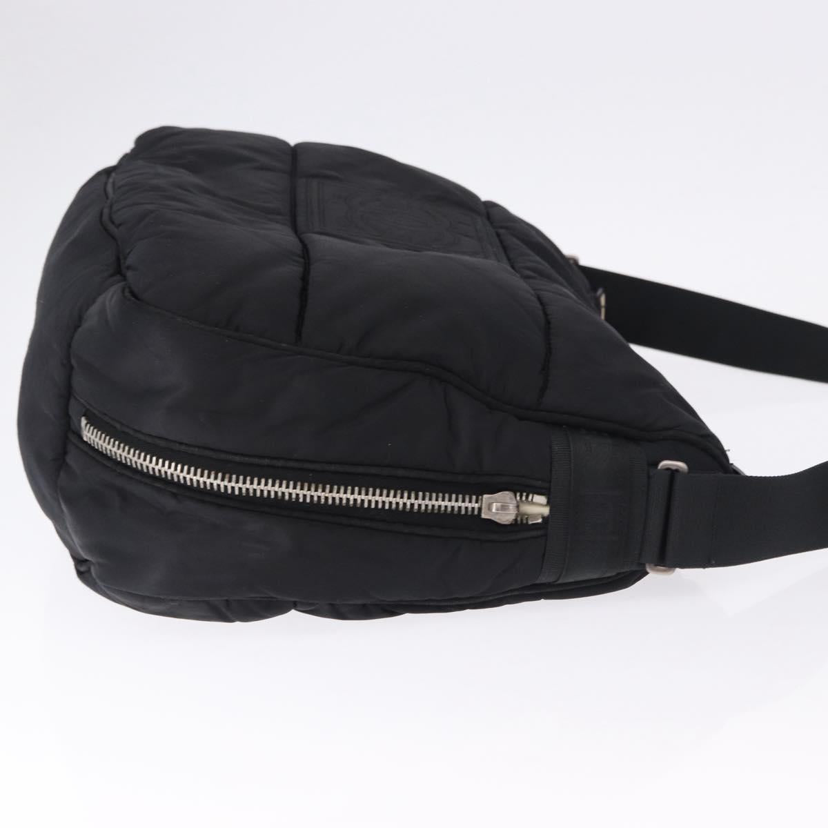 CHANEL Sports Line Shoulder Bag Nylon Black Silver CC Auth bs36495