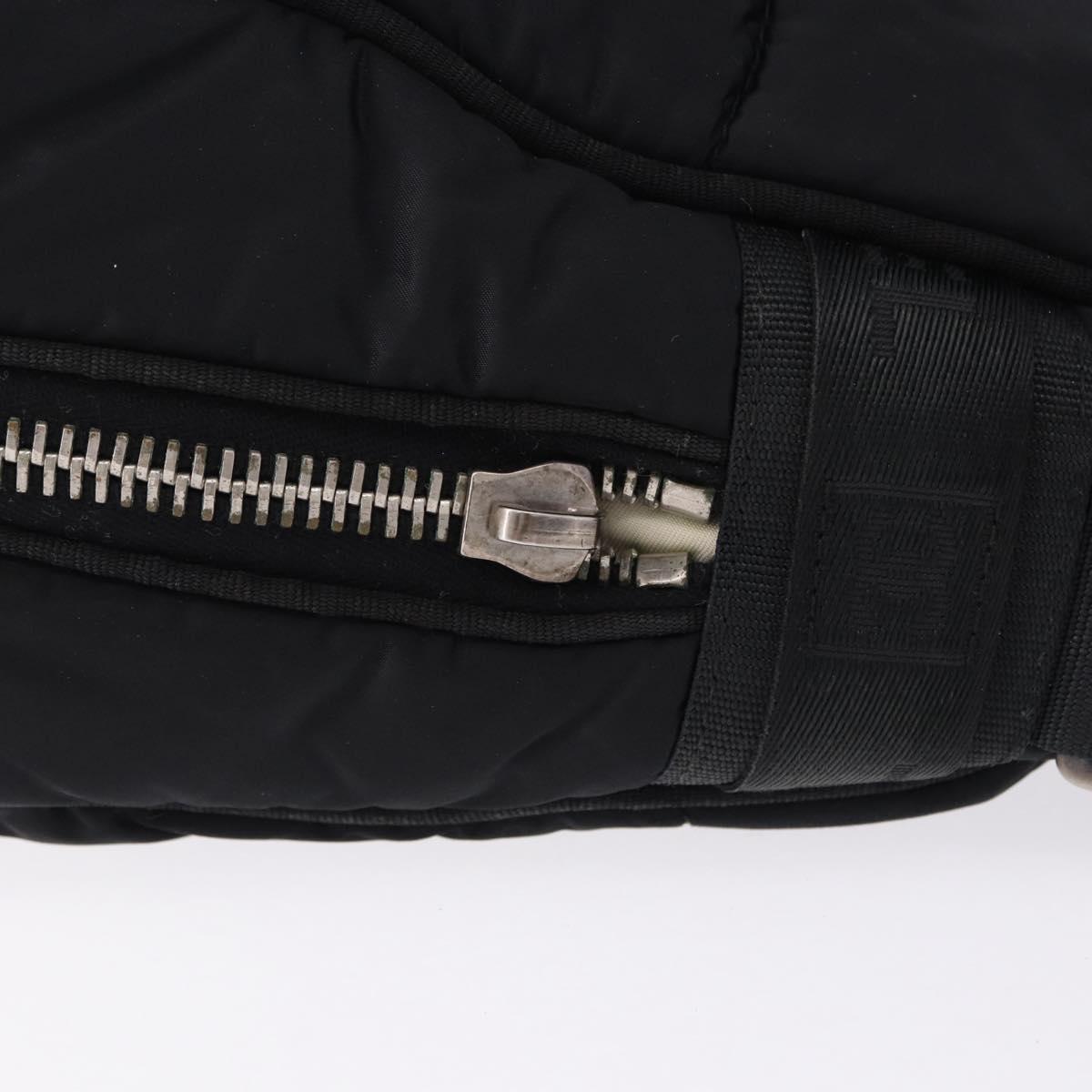 CHANEL Sports Line Shoulder Bag Nylon Black Silver CC Auth bs36495