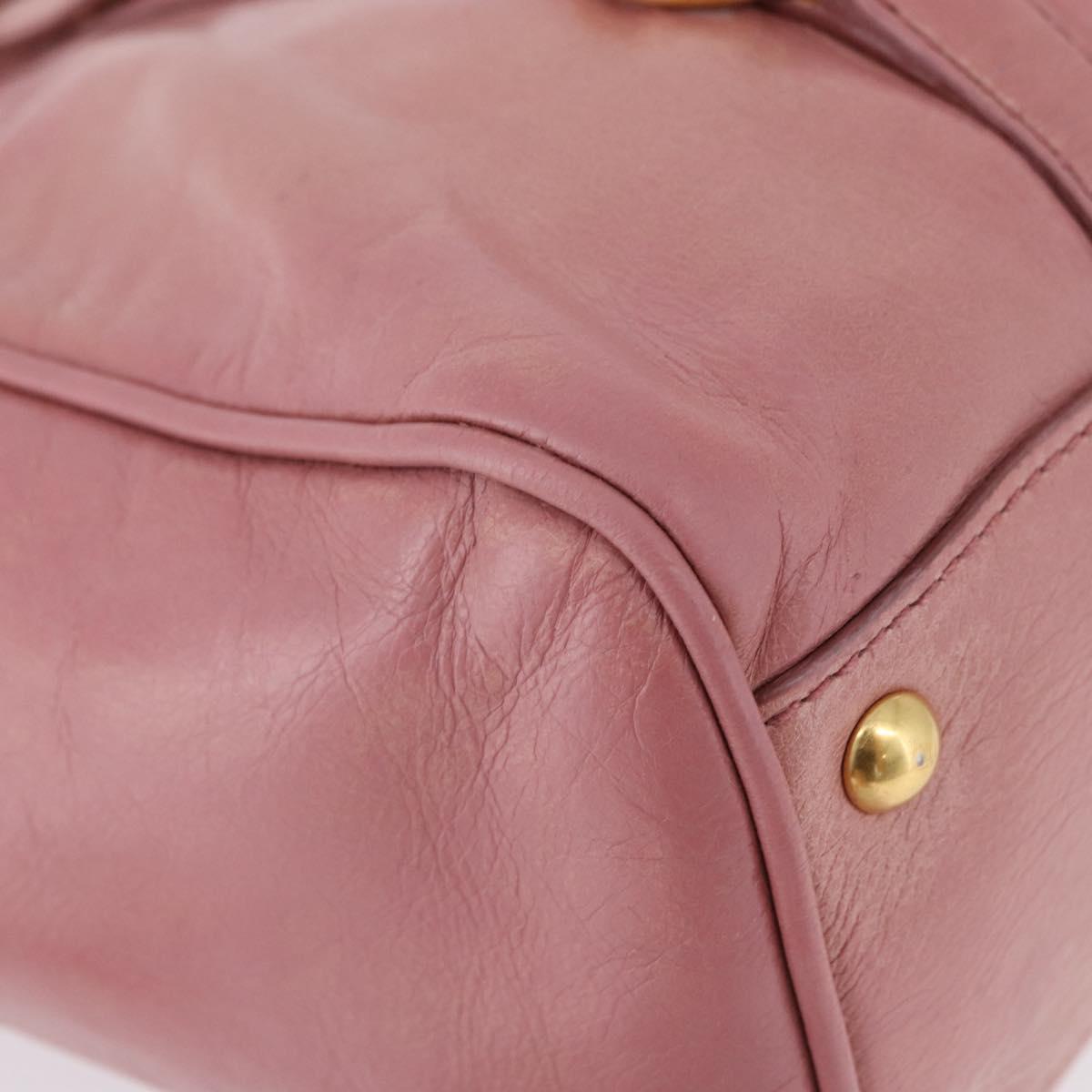 Miu Miu Hand Bag Leather Pink Gold Auth bs36498A